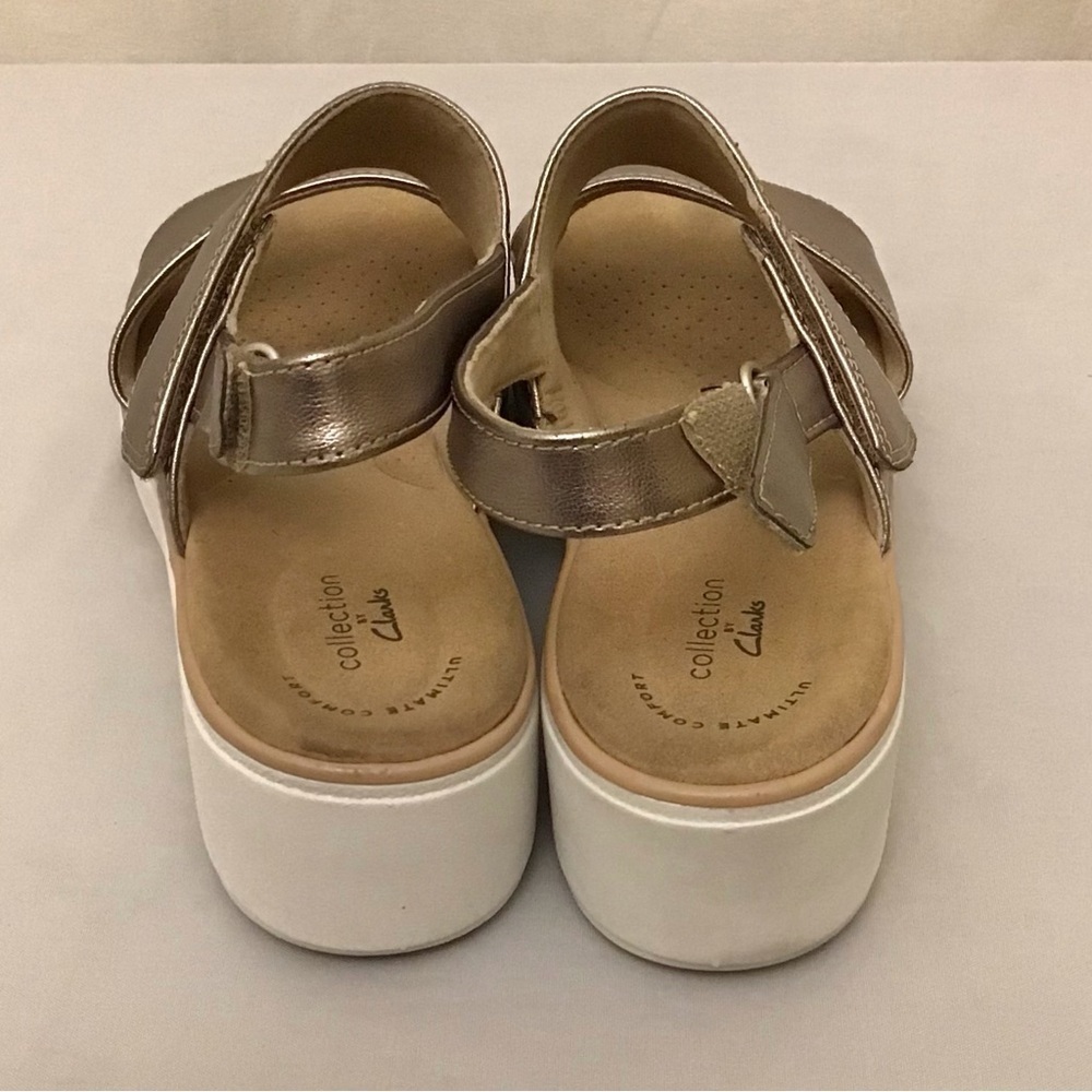Clarks 10 Jillian Pearl Wedge Sandals Women’s Comfort Shoes Metallic Pewter - Picture 6 of 12